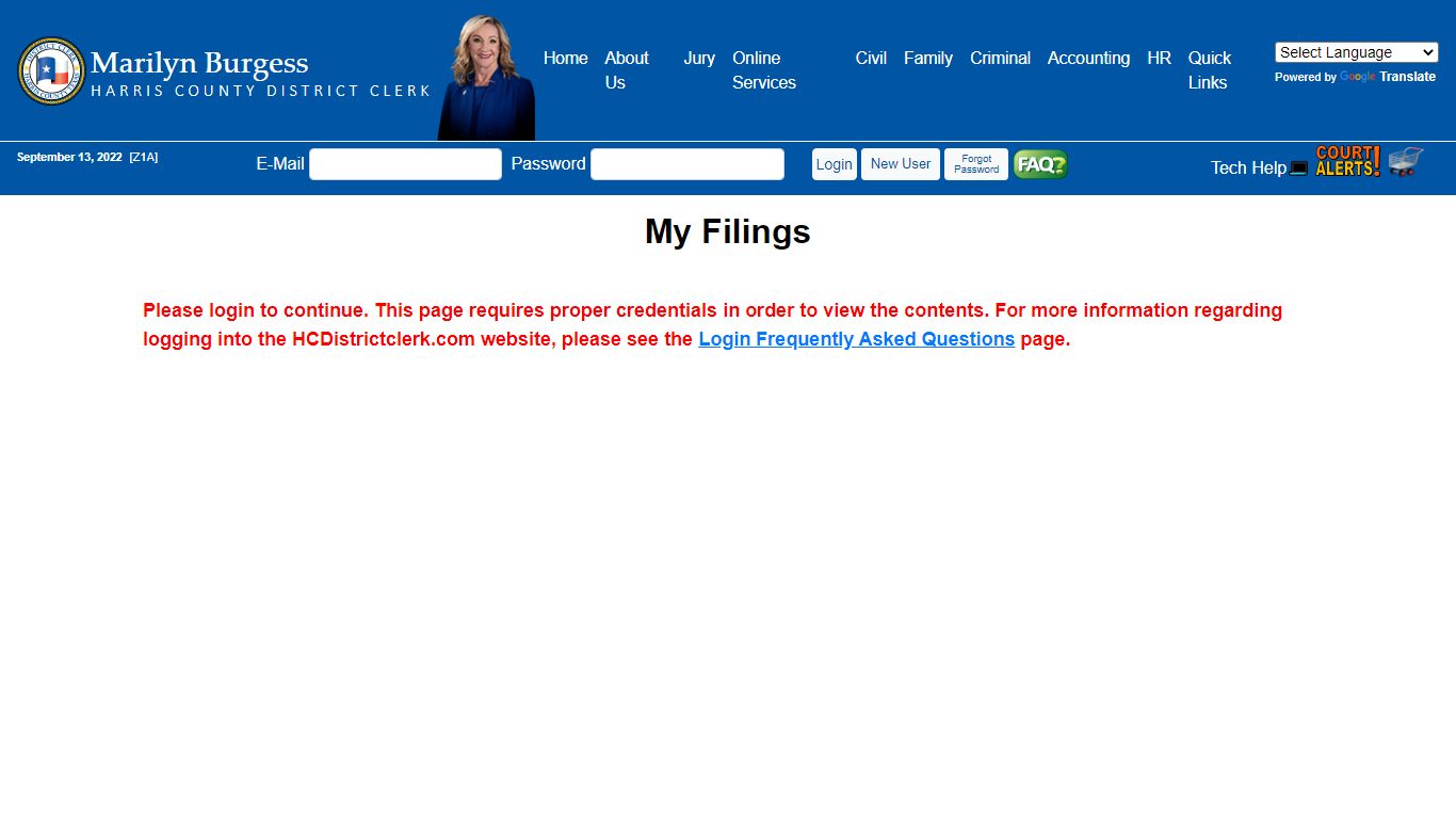 Office of Harris County District Clerk - Marilyn Burgess | My Filings